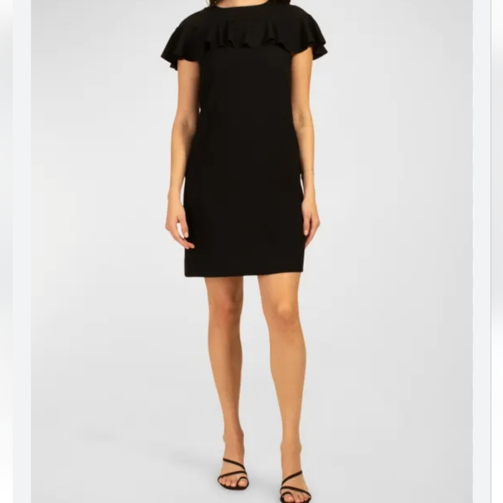 Trina Turk Ruffle Sleeve Black Shift Dress
